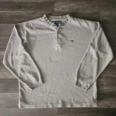 Vintage Big Dogs Sweatshirt Mens Medium Henley Casual Cream - Image 1 of 3