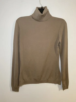 Suéter Lafayette 148 Marrón Claro 100% Lana Cuello Alto Talla S Foto 1 de 4