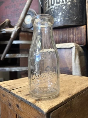 Vintage Pint Milk Bottle Oakside Dairy Woodstock Illinois 1935 - Image 1 of 4