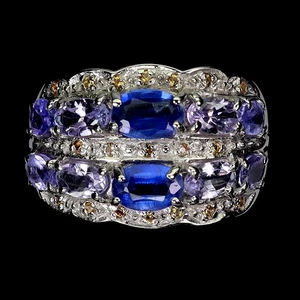 925 Sterling Silver Ring Oval Kyanite Sapphire Tanzanite Gemstone Jewelry Size 9 - Picture 1 of 13