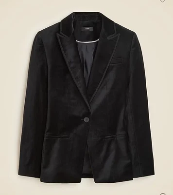 J. Crew Alexandra Blazer в бархате размер 10 черный эластичной официальный праздники новый с Ярлыками - Изображение 1 из 4