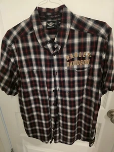 Herren Harley Davidson SS Hemd kariert Gr. XL schwarz/weiß/rot - Bild 1 von 4