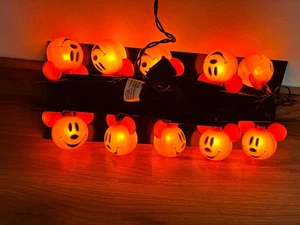 Disney Mickey Mouse Set of 10 Pumpkin Lights Halloween 6.75 Feet            D2 - Picture 1 of 8