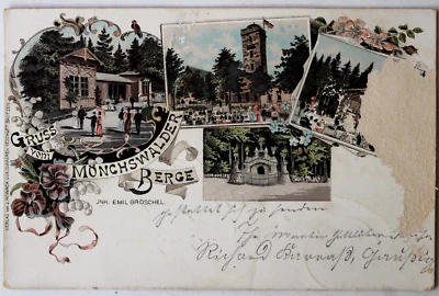 19014 Litho AK Gruß vom Mönchswalder Berge Wilthen Turm 1899 Lausitz - Bild 1 von 2