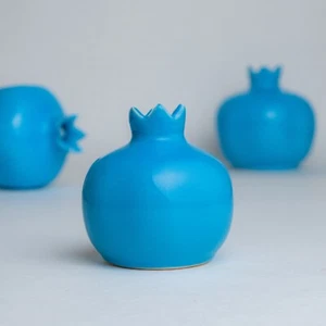 Handmade Ceramic Vase, Decorative Pomegranate Vase, Incense Holder, Light Blue - Picture 1 of 4