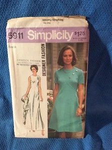Simplicity Sewing Pattern 1970s Miss Petite and Misses Dress Size 14 5911 - Picture 1 of 4