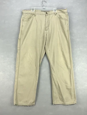 Винтажные рабочие джинсы Old Navy холщовые брюки Y2K мужские 42x32 бежевые мешковатые широкие штанины * - Изображение 1 из 4