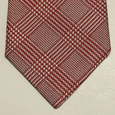 Corbata para hombre AQUASCUTUM roja blanca a cuadros 58L 3,25W ITALIA ¡COMO NUEVA! Nuevo sin etiquetas al por menor - $185 Foto 1 de 4