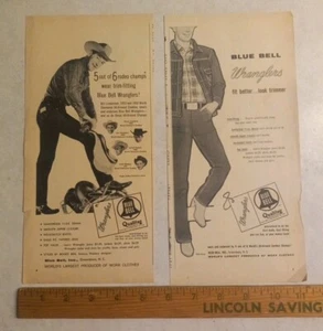 Blue Bell Wranglers Bill Linderman Endorsed Jeans Jackets Magazine Print Ad  - Imagen 1 de 7