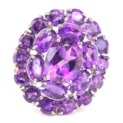 Anello In Ametista Lilla Naturale SHOLA In Argento Sterling Taglia 16,5 - Immagine 1 di 3