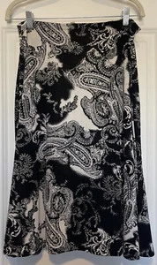 Falda DE COLECCIÓN Para Mujer Susan Lawrence Acampanada Paisley Negra Blanca Talla Pequeña Grande - Imagen 1 de 8
