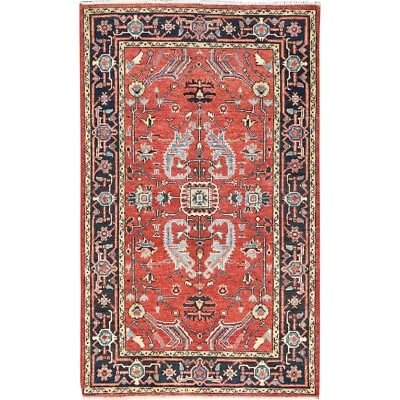 3'x4'10" Red Afghan Peshawar Heris Wool Hand Knotted Oriental Rug G82917 - Image 1 of 4