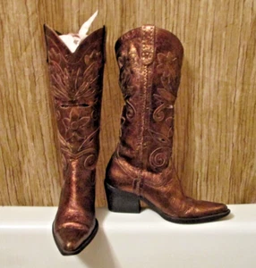 Carlos Santana Boots Bronze metallic Western Cowgirl boots Women's 5.5 M Slinger - Picture 1 of 13