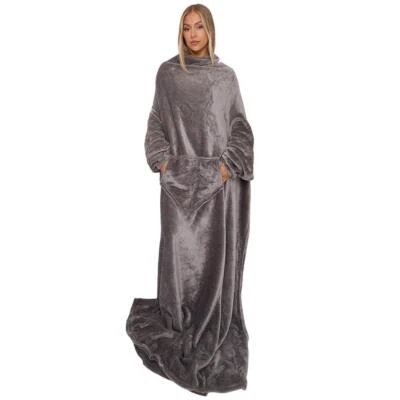 EX QUALITY BRAND Premium Wearable Blanket Sleeves Women Warm Fleece Blanket Cosy Pockets