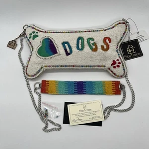 Mary Frances Beaded White Dogs Crossbody Purse Handbag - Picture 1 of 10