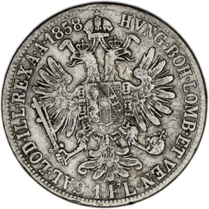 AUSTRIA coin 1 Florin 1858 V Scarce date and mint mark Fine - Picture 1 of 7