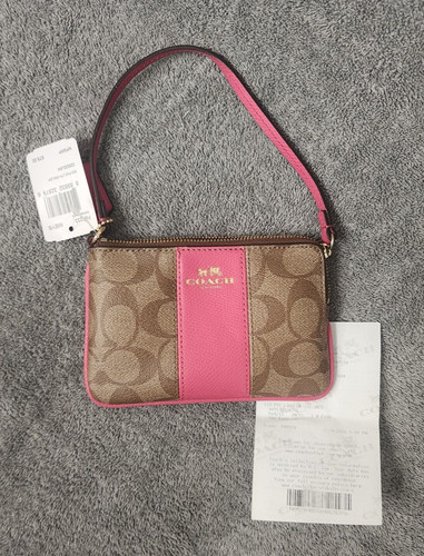 BRACCIALE COACH ANGOLO ZIP FIRMATO CON FINITURE IN PELLE F64233 Khaki Dahila