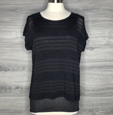 Lafayette 148 Layered Black Linen Blend Cap Sleeve Sweater Size Small - Image 1 of 4