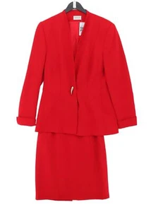 Basler Women's Two Piece Suit UK 10 Red Viscose with Rayon Skirt Suit - Picture 1 of 7