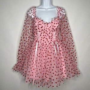 Dolls Kills Sugar Thrillz Heavenly Affair rosa Chiffon Babydoll Kleid Gr. S - Bild 1 von 8