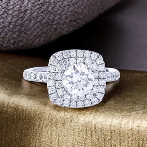 Anillo de boda PT950 de platino con diamantes cultivados en laboratorio de 2 quilates corte redondo certificado IGI - Imagen 1 de 11