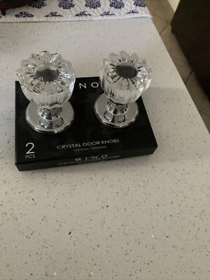 2 CRYSTAL DOOR KNOBS SILVER HARDWARE NEW - Image 1 of 4