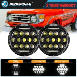 COPPIA Fari Led 7" Luci Tonde Fari Adatti per Toyota Land Rover Defender - Foto 1 di 12