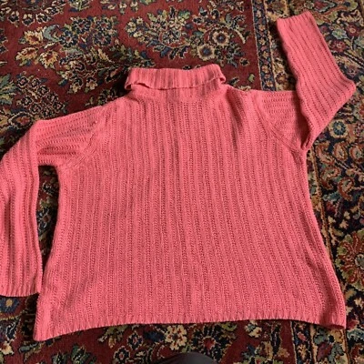 Suéter Crazy Horse Para Mujer XL Cuello Alto Ramie Angora Tejido Suave Rosa Caliente Cuadrado Foto 1 de 4