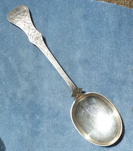 Norwegischer 830S Silber Beeren Löffel 8-3/8 Zoll Norwegen flache Rose - Bild 1 von 4