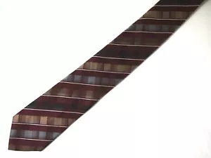 Kenneth Cole Reaction Herren Krawatte Krawatte weinrot rot beige kariert Seide 58" - Bild 1 von 4
