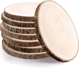 8Pcs 8-9 Inch Wood Slices, Natural Wood Slices for Centerpieces Large Unfinished - Picture 1 of 6