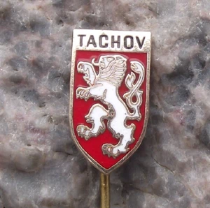 Vintage Tachov Tachau Roaring Rampant Two Tailed Lion Czech Tourist Pin Badge - Picture 1 of 5