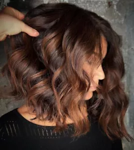 Short Auburn Balayage Bob Wigs 13x4 Lace Front Wig Remy Human Hair - Picture 1 of 4