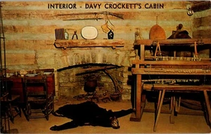 Postal Piedra Caliza Tennessee TN Interior Davy Crockett's Cabin - Imagen 1 de 2