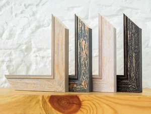 Rustic Distressed Hand Finished Pine Wood Picture Frame Natural/BlackWhite - Picture 1 of 16