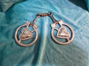 Western Sterling Silver Show Snaffle (Heart Design) #SN-2117 MP-46 SOS - 5-1/8" - Picture 1 of 2