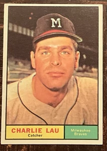 1961 Topps # 261 Charlie Lau of the Milwaukee Braves casi nuevo - Imagen 1 de 2