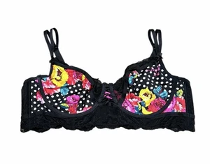 Betsey Johnson Torrid Unlined Longline Underwire Bralette Bra Polka Dot Floral 1 - Picture 1 of 6