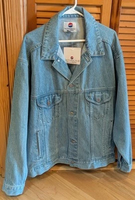 Vtg New 90's PEPSI Denim Jean Jacket  XL Trucker Coat, Promotional Offer, NWT - Image 1 of 4