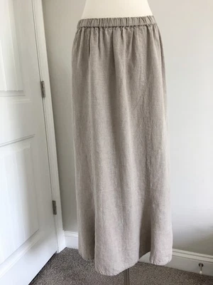 FALDA LARGA LINO 100% LINO CINTURA ELÁSTICA COLOR NATURAL TALLA M HECHA EN LITUANIA Foto 1 de 4