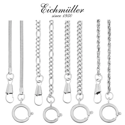 Cadena de reloj de bolsillo cromo plata 35,5 cm longitud cadena reloj de bolsillo Eichmüller