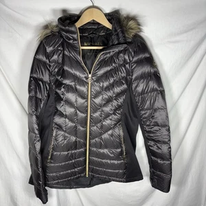 Michael Kors MK Women's Large Faux Fur Removable Collar Puffer Down Jacket - Picture 1 of 7