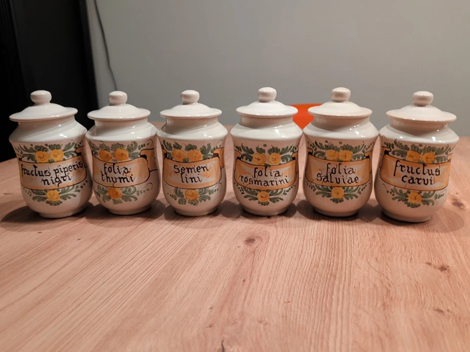 Pecceti Deruta Italy Handbemalten Keramikdosen mit Deckel 12cm hoch - Bild 1 von 4