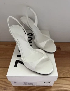 Sandalias Schutz Scarlett Sling de cuero blanco talla 8,5 ($158) - Imagen 1 de 7