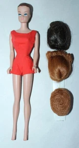 Vintage 1962 FASHION QUEEN BARBIE Wigs & Red Bathing Suit LOT HH - Picture 1 of 13