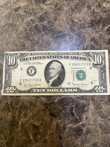 Super RARE hard To Find 1977 $10 Bill With Consecutive Digit Serial Number. - Picture 1 of 5