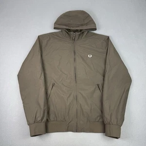 Fred Perry Jacke Herren mittelbraun Brentham Kapuze durchgehender Reißverschluss gefüttert Mod Terrassen - Bild 1 von 16