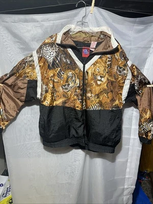 Chaqueta cortavientos vintage Active Studio animal print talla L Foto 1 de 4
