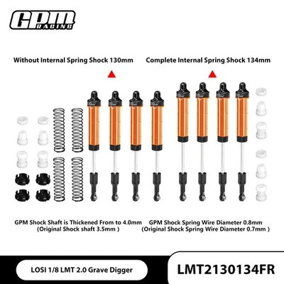 GPM Alloy（Front &Rear）Complete Internal Spring Shock 130&134mm LOSI 1/8 LMT 2.0 - Image 1 of 4