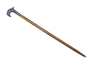 Vintage Oak Wood Embossed Metal Derby Fritz Walking Stick Cane India 39" - Picture 1 of 14